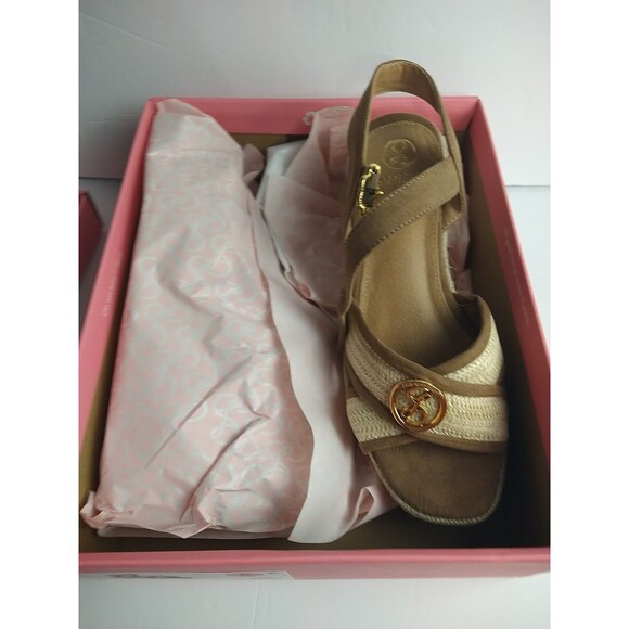 Sam & Libby Women's Corrinne Wedge Sandal, US 8 natural toffee strap criss cros - Picture 8 of 12